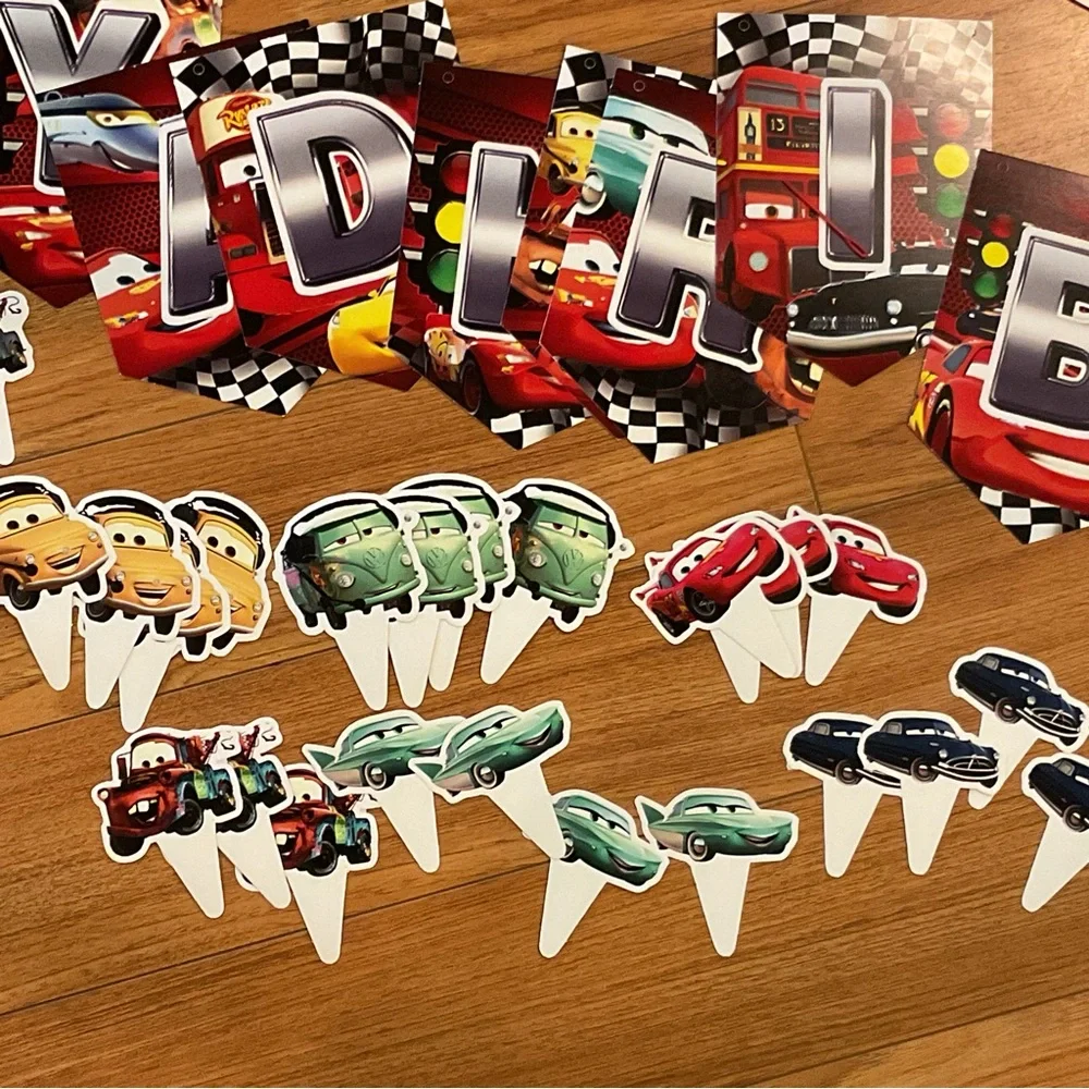 Disney Cars characters birthday banner /cake topper/ cupcakes toppers